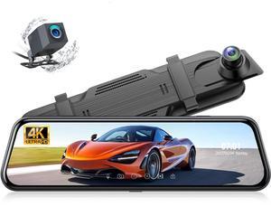 TOGUARD Mirror Dash Cam 4K+1080P Dual Camera 10" Touch Screen Car Recorder with Voice Control Parking Monitor Reversing Assist Waterproof Rear Camera