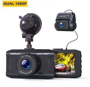TOGUARD Dual Dash Cam 1080P FHD 3 Inch LCD Display Car Camera ,IR Night Vision Car Camera ,Parking Mode, G-Sensor, Loop Recording, HDR