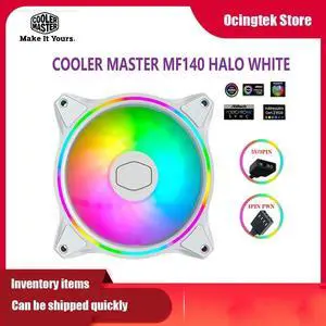 Cooler Master MasterFan MF140 HALO white version 140mm ARGB 5V 3Pin PWM addressable mute chassis fan 14cm support CPU water cooling fan
