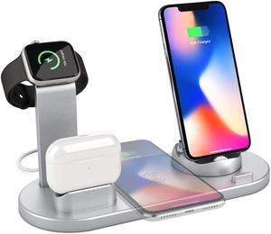 QI wireless charger, suitable for Qi fast wireless charging station of AirPods/Apple Watch series/iPhone 12/11/11 pro/11 Pro Max/XS/XS Max/XR/8/8 Plus/SE, 4 in 1 Charging Dock Wireless charging stand