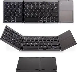 WEIHE foldable Bluetooth keyboard with independent touch area and ultra-thin full-size portable two-fold wireless keyboard suitable for IOS, Windows, Android phones and tablets