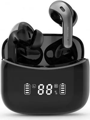 Bluetooth Wireless Ear Buds with Microphone IPX7 Waterproof 35H Playtime High-Fidelity Stereo Earphones for Sports and Work