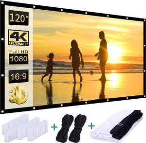 Projector Screen 120 inch, FUDONI Outdoor Movie Screen 16:9 Foldable W