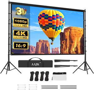 150in Projector Screen with Stand Portable 16:9 4K HD Indoor Outdoor Projection Screen with Wrinkle-Free Design Ideal for Home Theater and Backyard Cinema C Includes Carry Bag