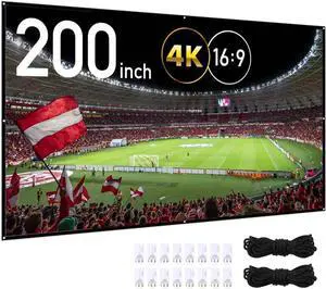 Japard 200 Inch Hanging Projection Screen, Support Double Sided Projection Screen 16:9 4K Foldable Wrinkle Resistant, Foldable, Office, School, Indoor, Outdoor Movie Screen (200 in)