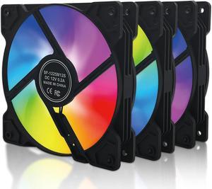 120mm RGB Fans Up to 1200 RPM CPU Computer Cooling Cooler Quiet Hydraulic Bearing Gaming PC Fans with Power Supply Plug 3 Pack Ventiladores PC for Computer Case & Radiator, Black