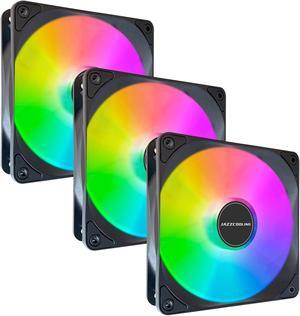 120mm Case Fan 3 Pack RGB Fans, FS-120 High Performance Quiet 120mm Cooling PC Fans, with Hydraulic Bearing - Low Noise with 12v 3pin and molex 4pin PSU Plug Computer RGB Case Fans for PC Case