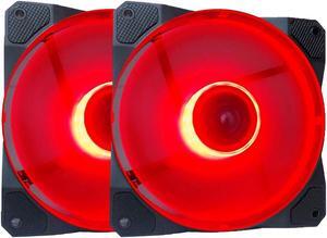 APEVIA CO212L-RD Cosmos 120mm Red LED Ultra Silent Case Fan w/ 16 LEDs & Anti-Vibration Rubber Pads (2 Pk)