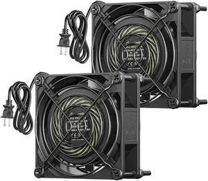 DEWENWILS 2 Pack 120V AC Fan, Waterproof Exhaust Fan 80mm, 14W 2470RPM 21CFM, DIY Cooling Fan for Refrigerator, Computer Case, Compressor Engine, Generator, UL Listed