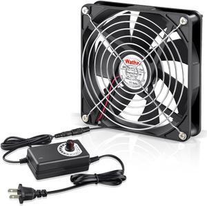 Wathai 140mm x 25mm Computer Fan with AC Plug 110V 120V 220V 240V Variable Speed Controller for DIY Biltong Box Reptile Aquarium Receiver DVR Playstation Xbox Cabinet Ventilation Cooling