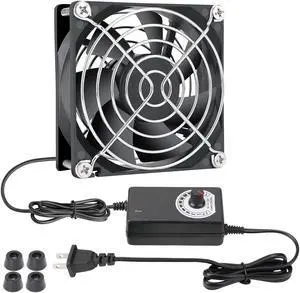 80mm Small Computer Fan with AC Plug, 110V 120V 220V 240V Fan with Speed Controller, Cooling for Gaming PC, Modem, Cabinet, Terrarium, Greenhouse