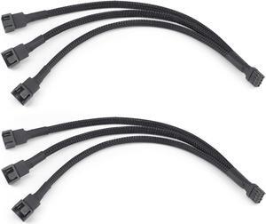 2-Pack Fan Splitter, 4 Pin PWM Fan Splitter Cable PC Case Fan Header Splitter fo Computer 4 Pin or 3 Pin Cooling Fan, 12 Inches (Fan Splitter- 3 Way)