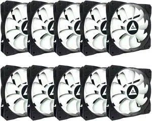 Apevia 1012S-WB 120mm 4pin Molex & 3pin Motherboard Black/White Silent Case Fan (10-pk)