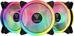P2-1203 ARGB PWM Fan - 120mm, 30mm Thick, Swappable Blades & Lighting Controller, with Extension Cable
