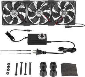 3X 120mm Computer Fan with AC Plug, AC 110V 120V 220V 240V Cabinet Cooling Fan with Speed Controller, Cooling for Windows, Plant Cabinet, Crawl Space, Basement, Laundry Room, Garage, Attic
