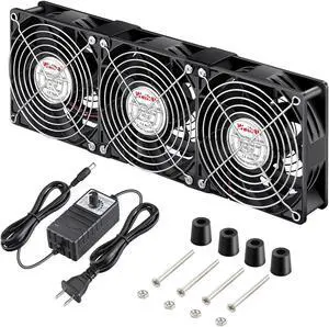 Wathai 120mm x 38mm 360mm Computer Fan with AC Plug, Powerful Exhaust Fan with Variable Speed Controller AC 110V 120V 240V for Windows Greenhouses Crawl Spaces Garages Cabinet CPU GPU PC Case Cooling