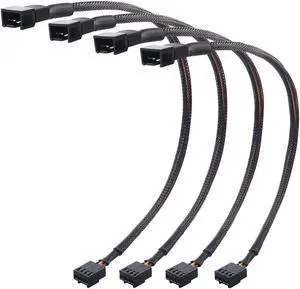 Cable Matters 4-Pack, PWM 4 Pin Fan Extension Cable - 12 inches (PC Fan Extension Cable, PWM Fan Extension Cable, PWM Extension Cable)