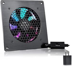 USB RGB Cabinet 120MM Fan Quiet Cooling RGB Fan System 6" with Speed Control, for Home Theater AV Cabinets