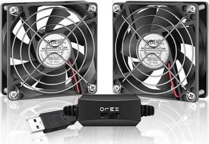Mini 80mm USB Computer PC Case Cooling 5V Powered Fan (Quiet), Cabinet Cooler Fan with Speed Controller2 in1 Pack