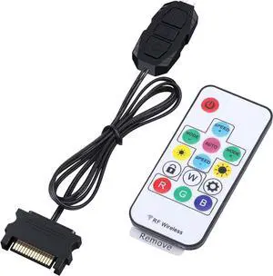 DS Mini ARGB PC Fans Controller Kit for Rainbow Case Fans, PC Rainbow LED Strip, Computer ARGB Fans (3-Pin, 14 Key Remote, SATA Power, 4th Gen, B Series)