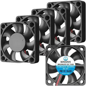 WINSINN 50mm Fan 5V, 3D Printer Micro 5 Volt Fans 5010 Hydraulic Bearing, Brushless Cooling 50mmx10mm 2PIN (Pack of 5Pcs)