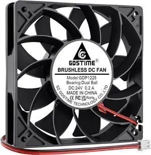 GDSTIME 24V DC Brushless Cooling Fan, 120mm Case Fan, Dual Ball Bearings 120mm x 120mm x 25mm Cooler Fan
