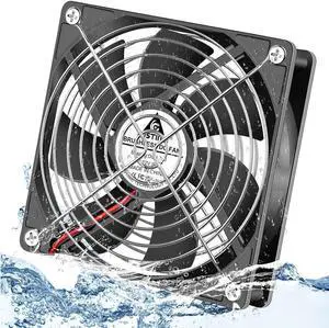 GDSTIME 120mm x 25mm 12V DC IP67 Waterproof Fan High Speed Dual Ball Bearing Brushless Computer PC Case Cooling Fans 2-Pin for RV Fridge Fume Extractor Battery Box Outdoor Cabinet Small Greenhouse