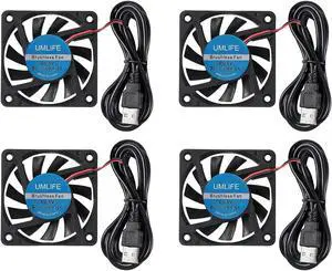 4PACK DC 60mm USB Fan 5V 6015 Brushless Cooling Fan 60mmx15mm 5V USB for PC Computer Case Cooler Raspberry Pi Radiator Ventilation