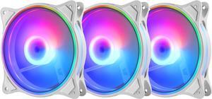 PANO-MOUNTS 120mm White 5V 3PIN Addressable RGB 4Pin PWM PC Case Cooler Fan Triple Light Loop Motherboard Aura SYNC 800-1800RPM Suitable for Computer Case and Liquid radiators 3-Pack