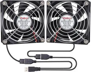 Wathai 80mm x 80mm x 25mm USB Fan 5V for Computer Laptop Router DVR Xbox Cooling 2 Packs