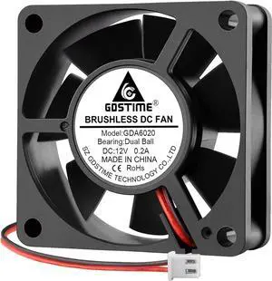 GDSTIME Dual Ball Bearing 60mm x 60mm x 20mm 12v Brushless DC Cooling Fan