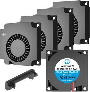 WINSINN 40mm Blower Fan 12V, 3D Printer Micro 12 Volt Fans Blower 4010 Dual Ball Bearing, with Air Guide Parts, 40mmx10mm 2PIN (Pack of 5Pcs)