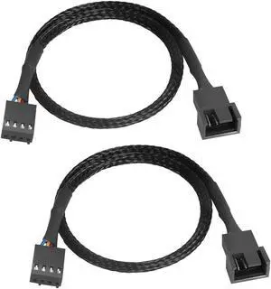 QIANRENON 4 Pin PWM Fan Extension Cable Nylon Braided PC Fan Power Splitter Cable Compatible with Computer ATX 3-Pin/4-Pin Colding Fan 30cm(2 Pack)