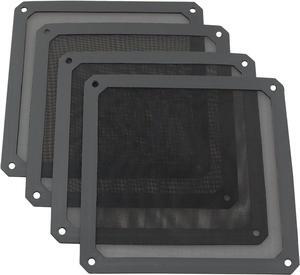 4pcs 140mm PC Fan Dust Filter Magnetic Frame Computer Fan Grills Dust Mesh PC Cooler Filter Screen Dustproof Case Covers 14cm x 14cm, Black