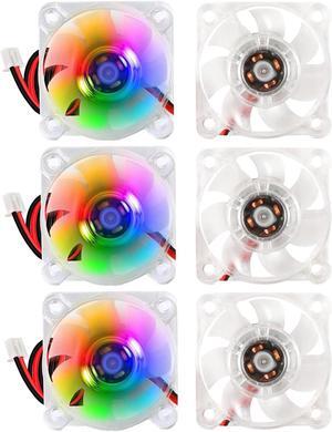 6pcs 4010 24V Color LED Mini Brushless Cooling Fan Transparent 40 * 40 * 10MM 0.05A for 3D Printer, PC, Case, CPU
