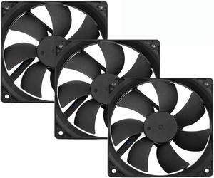 120mm 12V Computer PC Fan 4Pin 4 Wire Square PWM CPU Cooler Case Fan 800-2200RPM for Mining Rig Case Fan 40-75CFM 3-Pack
