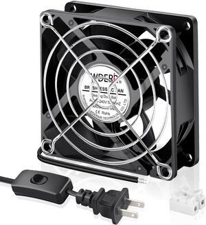 EC Axial 80mm x 25mm 3 inch Muffin Cooling Fan 110V 120V 220V 240V Dual Ball Small Fan for DIY Electronics Equipment PC Case Cabinet Incubator Terrarium Project Cooling