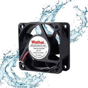 Wathai 60mm x 25mm 12V Waterproof Small Fan Dual Ball High Speed DIY Cooling for RV Refrigerator, Computer Case, Generator, Plant Tank or Terrarium IP67