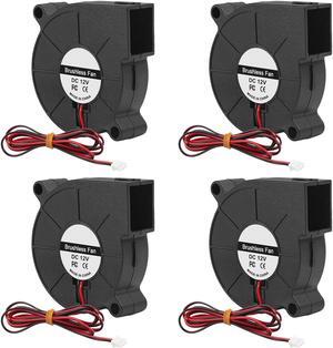 4PCS 50mm 5015 Blower Fan 12V Fans Blower Turbine Turbo Dual Ball Bearing, 1000mm/39in Cable Brushless Cooling 50mmx15mm 2PIN for 3D Printer Hotend Extruder