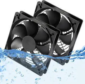 12V DC IP67 Waterproof Fan 120mmx25mm 4.72inch 2-Pack High Speed 12 Volt Dual Ball Bearing 2 Wire 3Pin Exhaust Cooling Fan 3000RPM