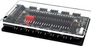 ARGB Fan Hub 10 Ports PWM Addressable ARGB Fan Splitter 5V/3Pin for SATA Power Supply + Motherboard Control, 4 Magnetic BackPlane, Black