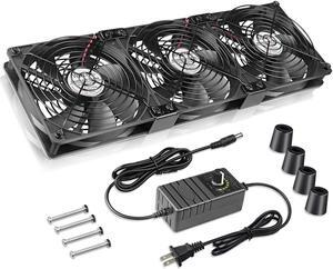 Big Airflow 3 x 120mm Computer Case Fan AC 110v - 240v with Speed Controller for CPU Gaming Cabinet Small Box Refrigerator Window CoolingRegistered BoosterDIY Exhaust Project