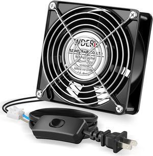 AC Axial 110V 120V 120mm x 38mm Dual Ball Big Airflow Fan for DIY Ventilation Exhaust, Chicken Coop, Kitchen, Window Exhaust, Greenhouse, Small Box Cooling