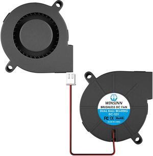 WINSINN 5015 Blower Fan 12V, 3D Printer 12 Volt Fans Blower Turbine Turbo Dual Ball Bearing, Brushless Cooling 50mmx15mm 2PIN (Pack of 2Pcs)