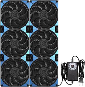 120mmx6 720mm Adjustable Computer PC Vent Fans 3V-12V Speed Controller for Flexible Arrange Cabinet Rack Space Window Wall Server Mining Rig Chicken Coop Exhaust Cooling