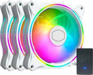 MASTERFAN MF120 Halo 3 in 1 White Edition Case Fan ADDRESSABLE Gen2 RGB Lighting Quiet Chassis Fan Suitable for Computer Cases and Cold Row Radiators