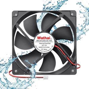 Wathai 120mm x 25mm 12V Waterproof Fan Dual Ball High Preformance for Outdoor Electronic Equipment Cabinet or DIY Cooling Ventilation Exhaust Projects IP67