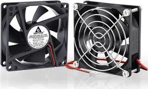 GDSTIME 2 Pack 80mm x 25mm Dual Ball Bearings High Speed 4500RPM 12V DC Brushless Cooling Fan