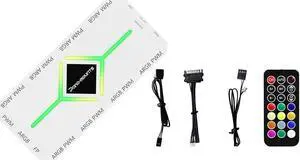 PWM Fan Hub for 5V Addressable ARGB Computer PC Case Fan PWM 1 to 9 Ports Magnetic Fan Hub Splitter with Remote SATA Power Supply White