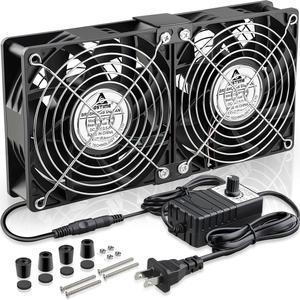 GDSTIME Dual 120mm x 38mm Computer Fan with AC Plug, AC 110V-240V Variable Speed Fan 240mm for DIY Cooling Mining Rig Server Case Grow Rack AV Cabinets Room to Room Basement Garage Ventilation Exhaust